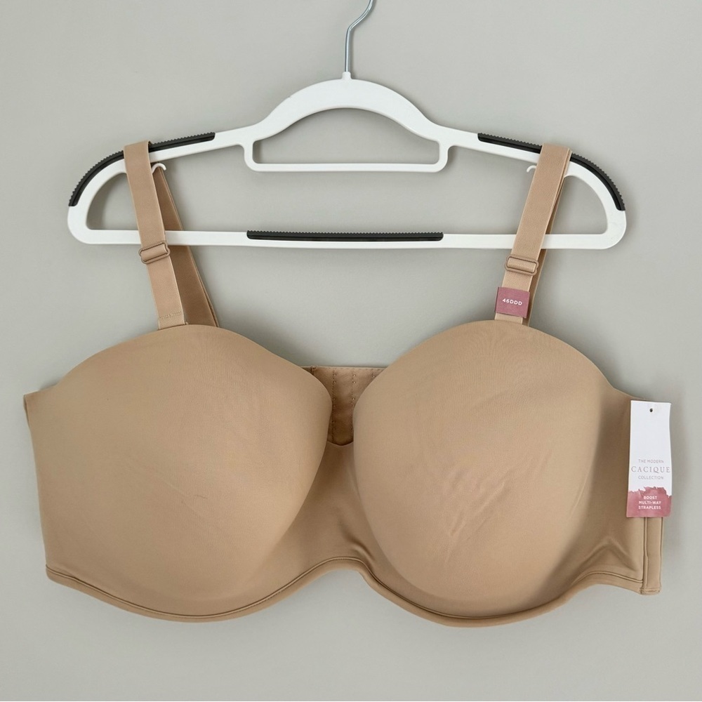NWT Cacique Nude Multi-Way Boost Strapless Bra in Cafe 46DDD - Picture 5 of 14
